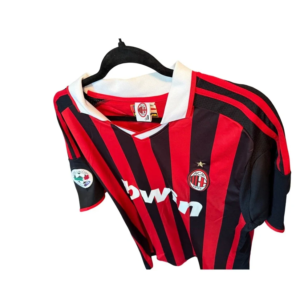 VTG Adidas AC Milan 2009-10 Home Jersey Onyewu 14 Red Black Soccer Shirt Mens XL